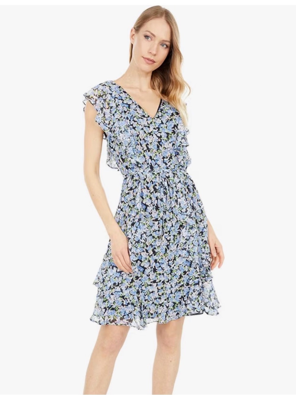Tommy Hilfiger Floral Chiffon Fit and Flare Midi Dress